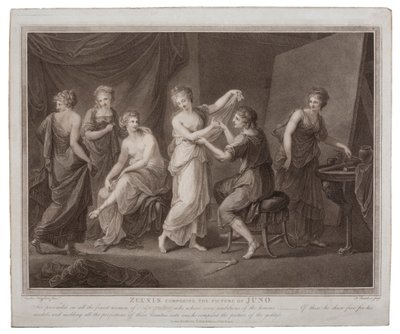 Zeuxis composing the picture of Juno by Francesco Bartolozzi, published in London by W. Palmer, 1785 by Angelica Kauffmann